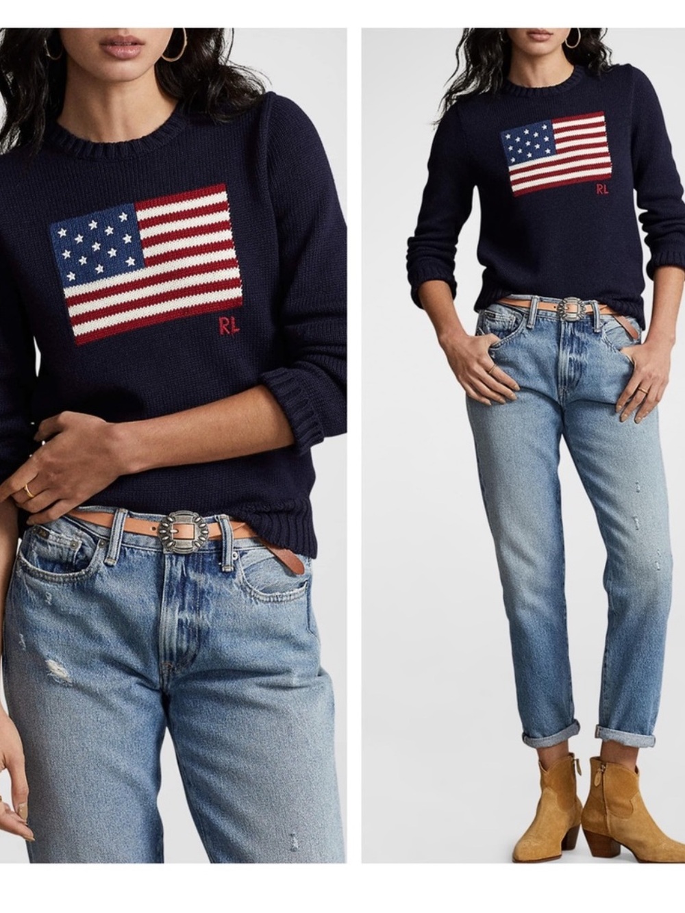 Ralph Lauren The Iconic Flag Sweater in Navy